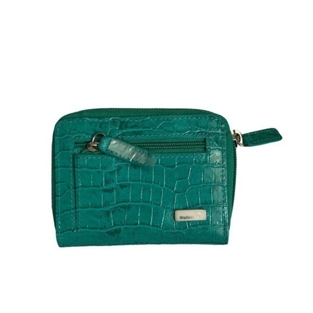 Walletbe green embossed leather wallet new without tags